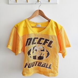 Vintage Riddell Gold Athletic Football Jersey Cropped Top Women's T-shirt Medium